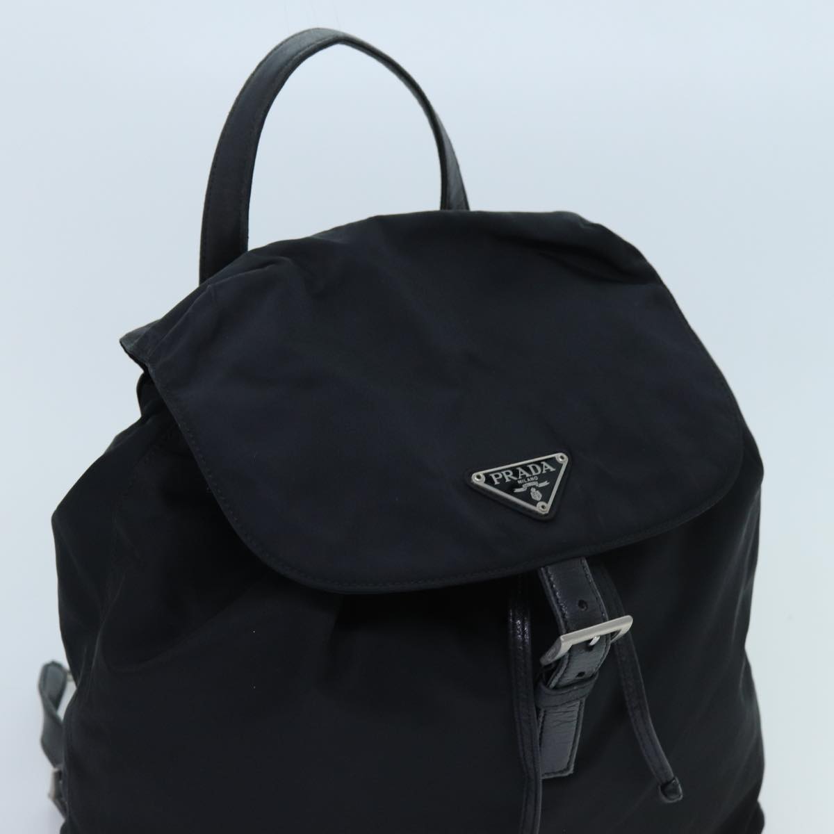 PRADA Chain Backpack Nylon Black Auth 72700