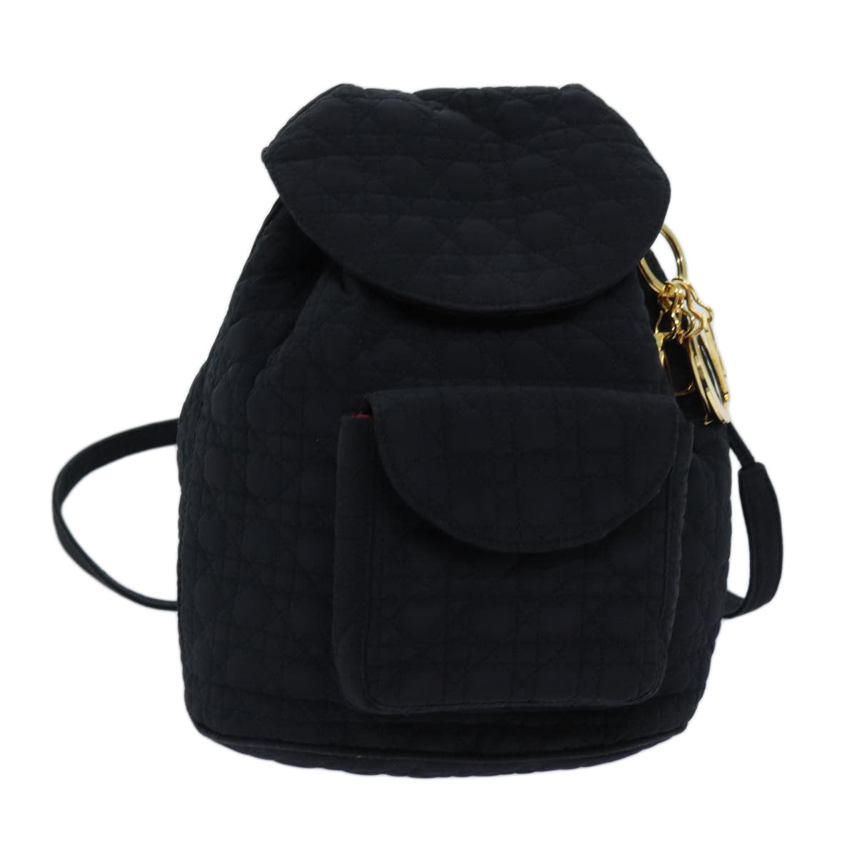 Christian Dior Canage Lady Dior Backpack Nylon Black Auth 72702