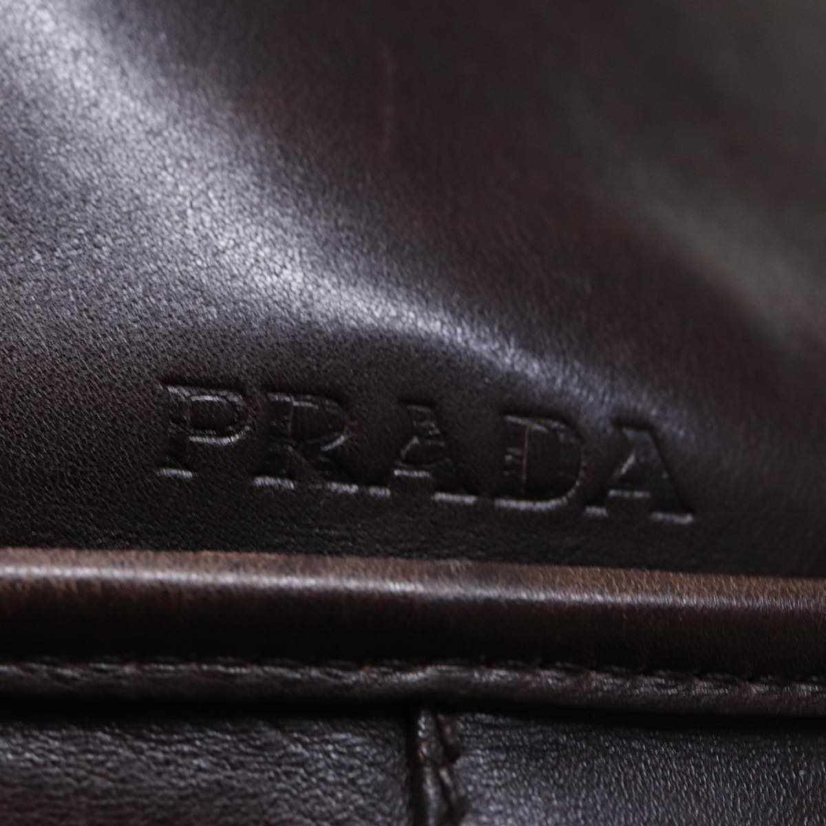 PRADA Shoulder Bag Leather Brown Auth 72724