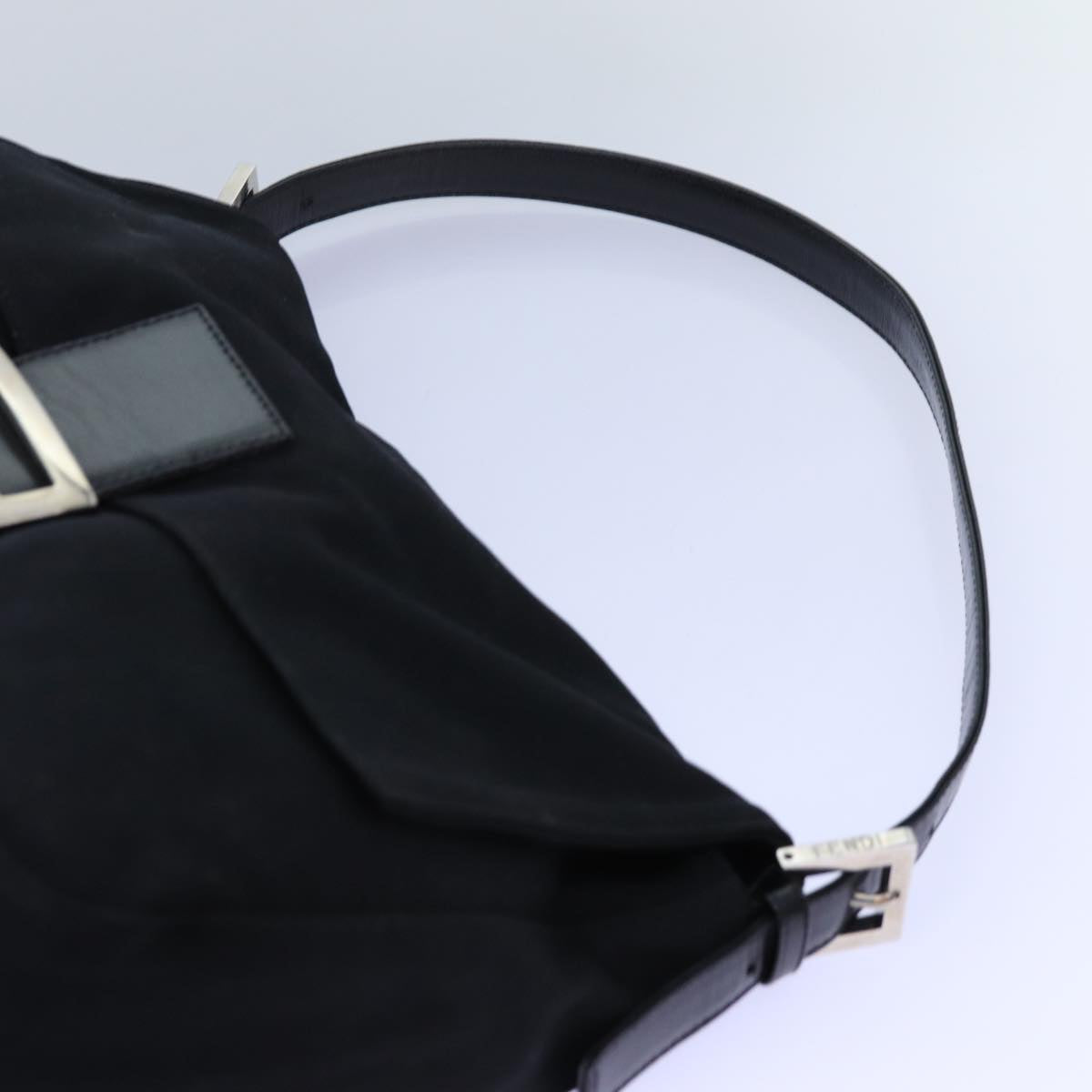 FENDI Mamma Baguette Shoulder Bag Nylon Black Auth 72742