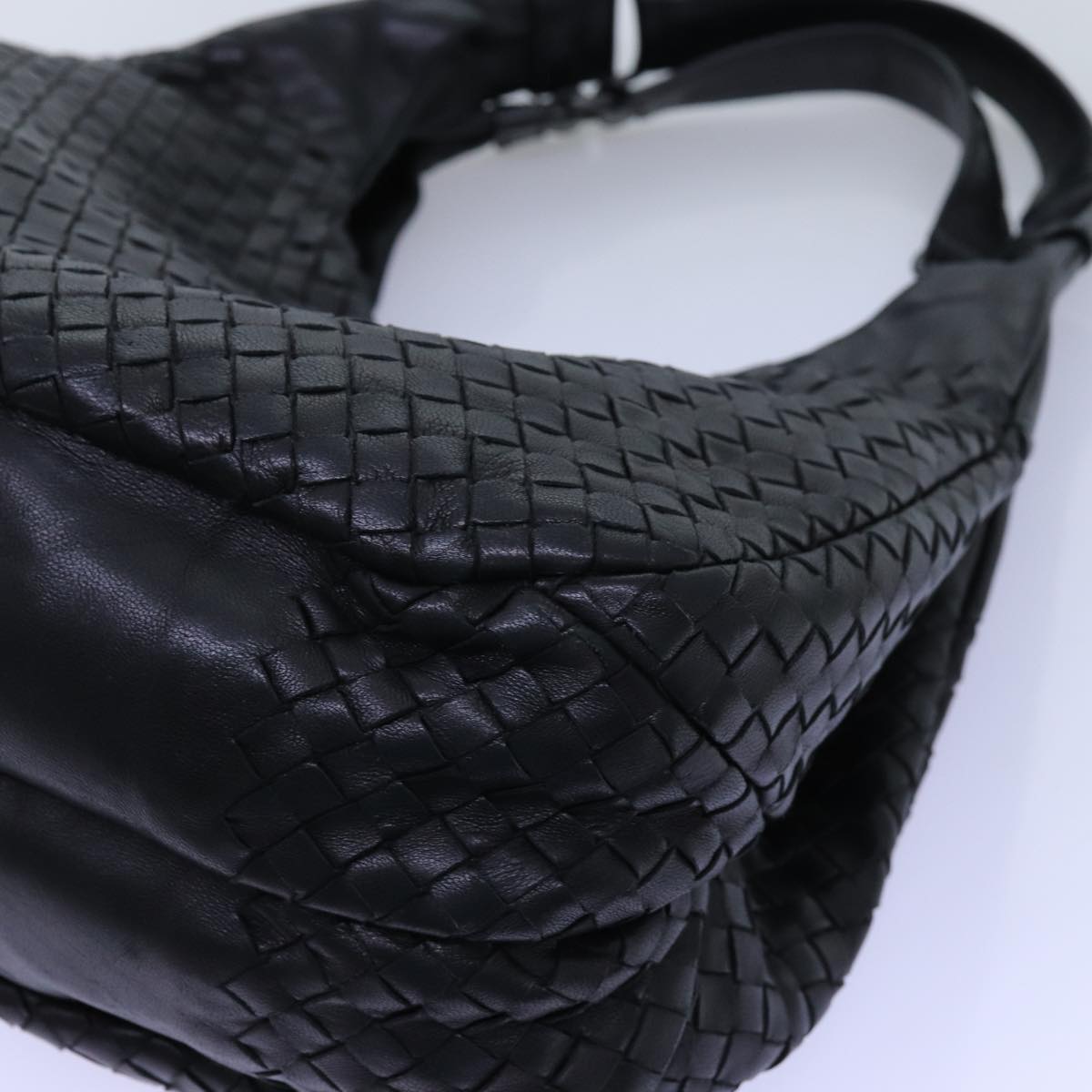 BOTTEGA VENETA INTRECCIATO Shoulder Bag Leather Black 125787 Auth 72754