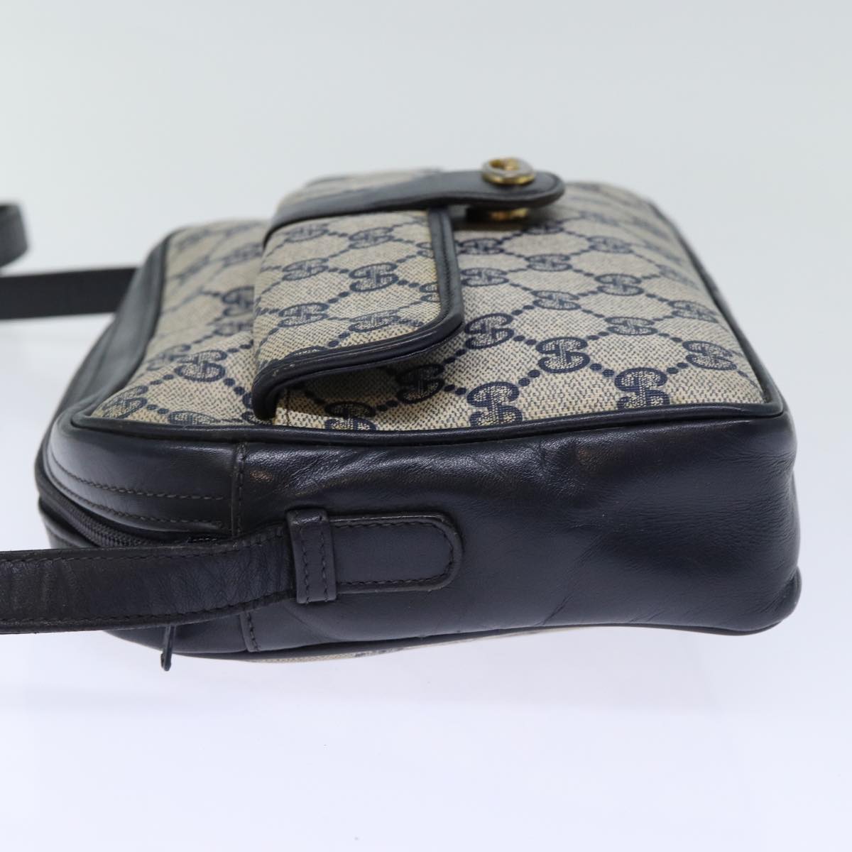 GUCCI GG Canvas Shoulder Bag PVC Navy Auth 72758