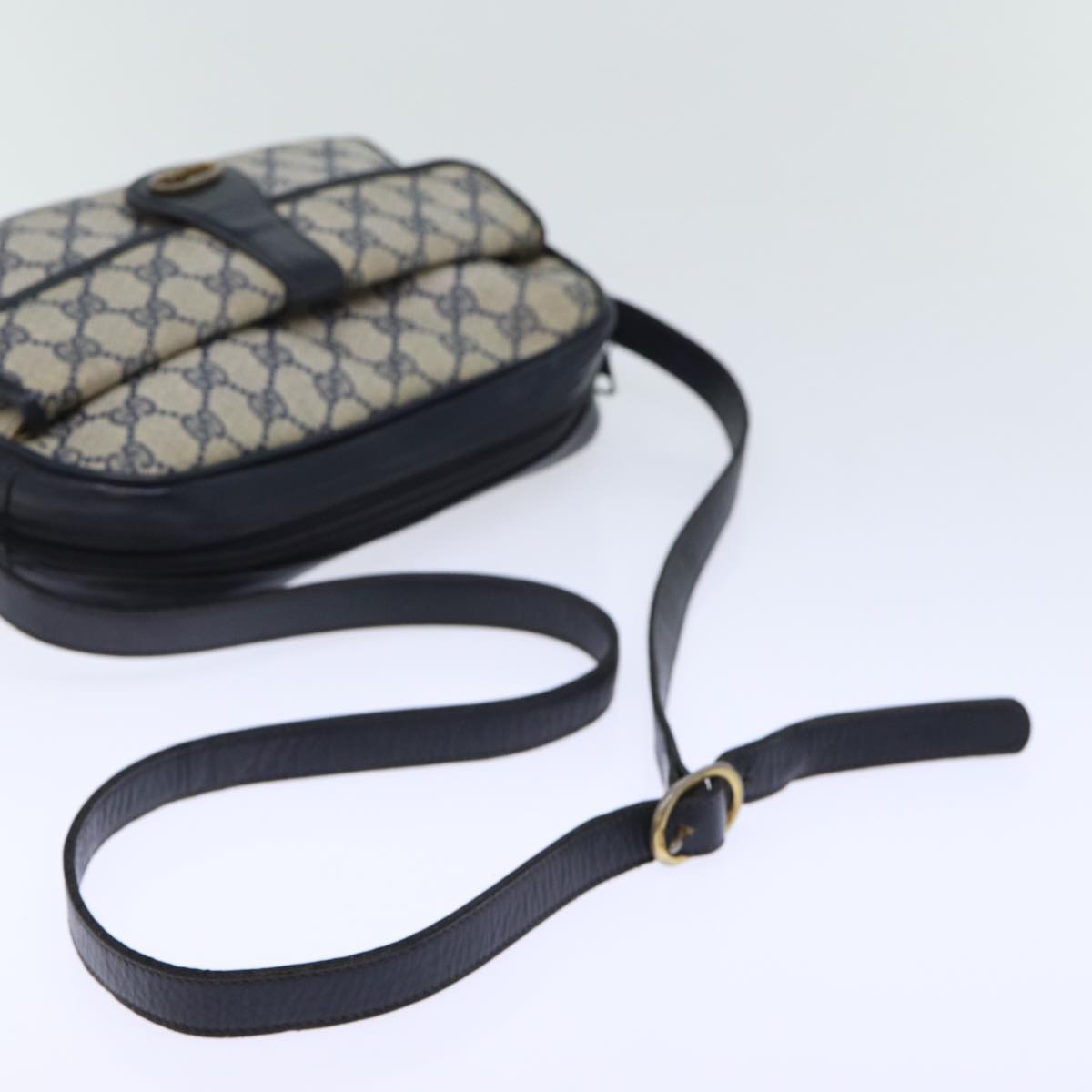 GUCCI GG Canvas Shoulder Bag PVC Navy Auth 72758