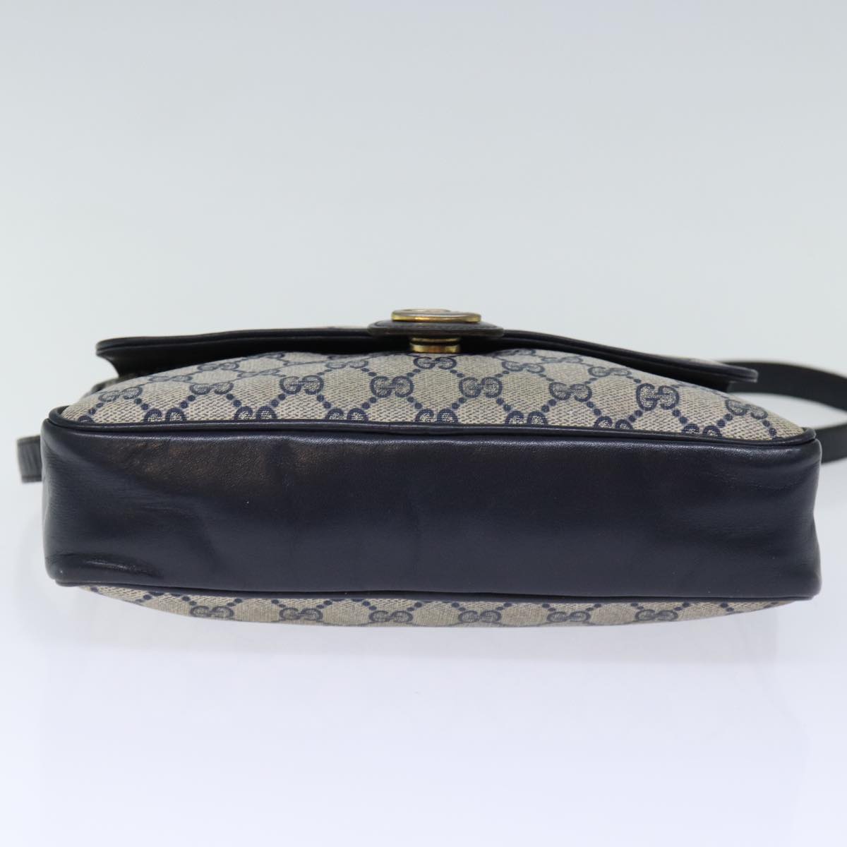 GUCCI GG Canvas Shoulder Bag PVC Navy Auth 72758