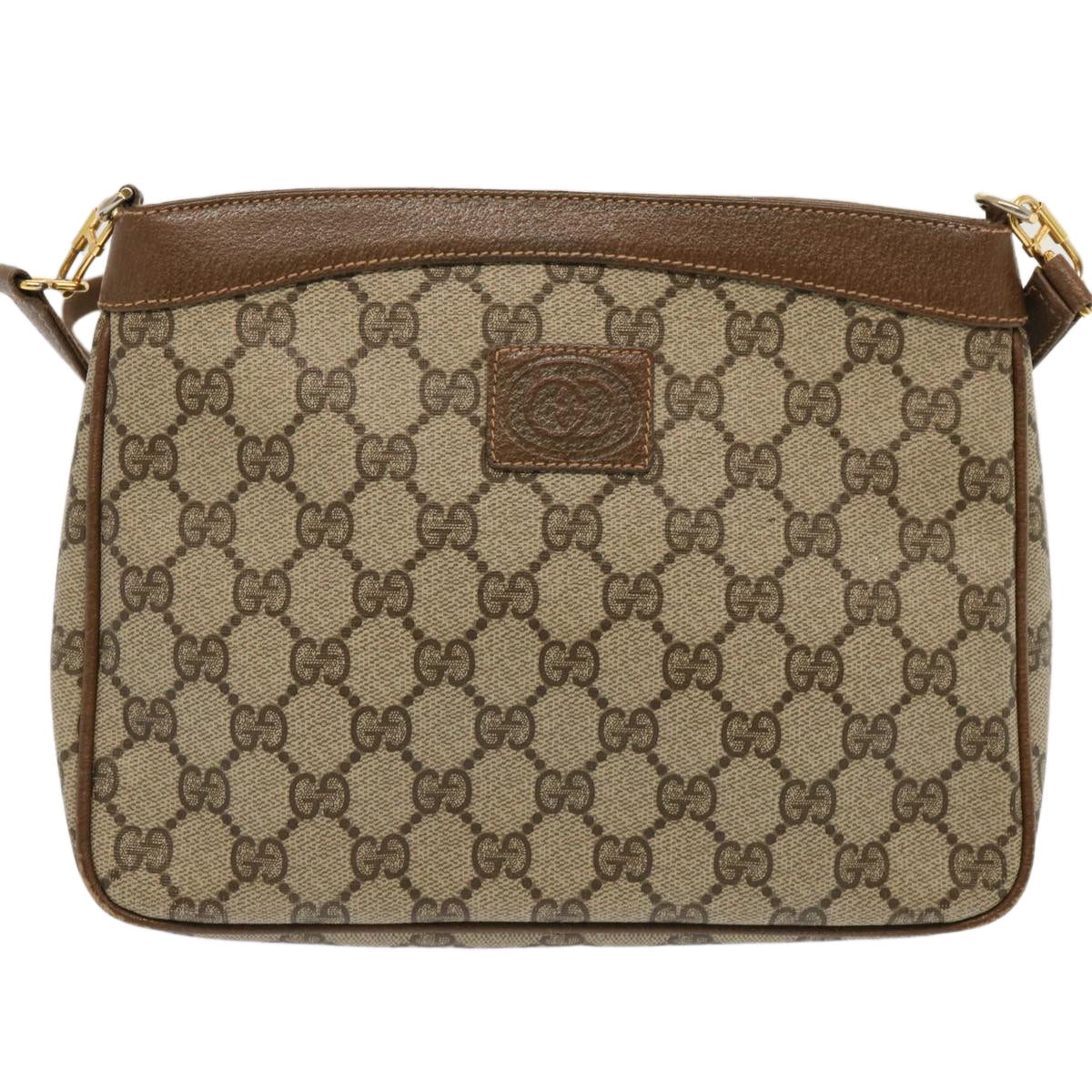 GUCCI GG Canvas Shoulder Bag PVC Beige Auth 72759