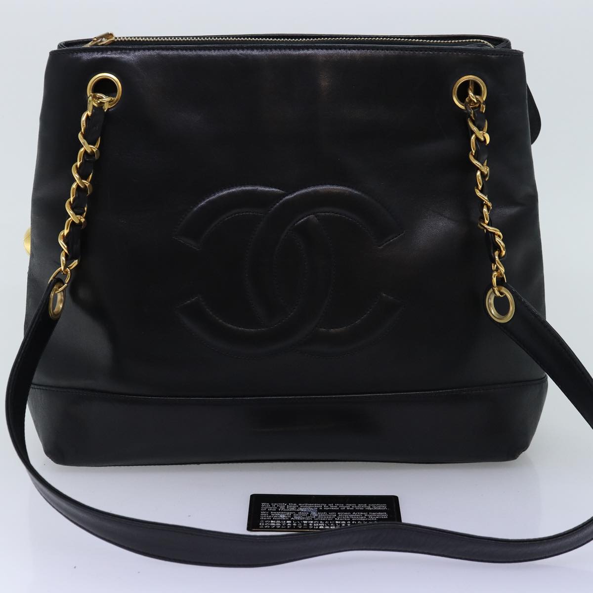 CHANEL COCO Mark Chain Shoulder Bag Lamb Skin Black CC Auth 72768