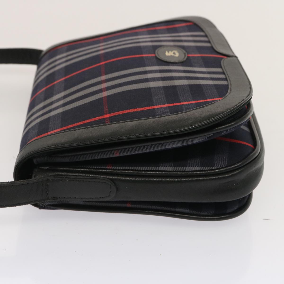 Burberrys Nova Check Shoulder Bag Canvas Navy Black Red Auth 72770