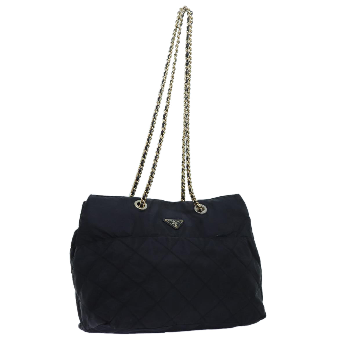 PRADA Quilted Chain Shoulder Bag Nylon Black Auth 72772