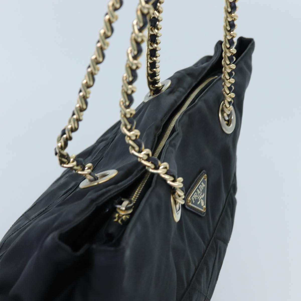 PRADA Quilted Chain Shoulder Bag Nylon Black Auth 72772