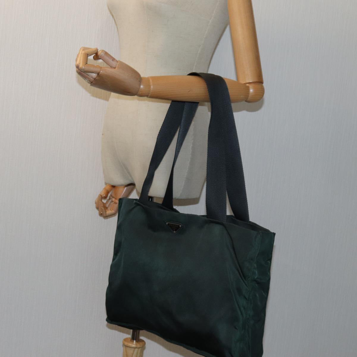 PRADA Tote Bag Nylon Green Auth 72777