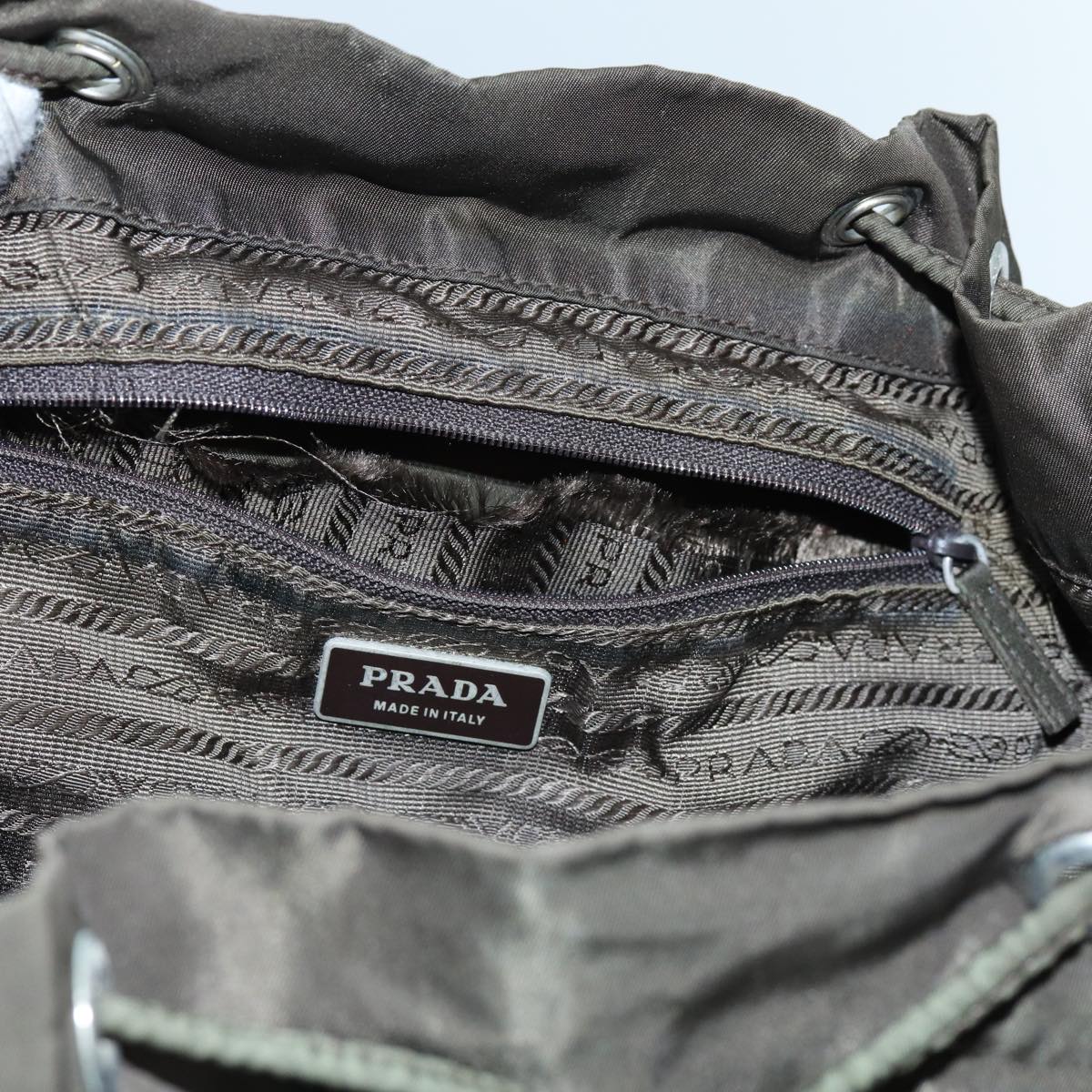 PRADA Backpack Nylon Khaki Auth 72783