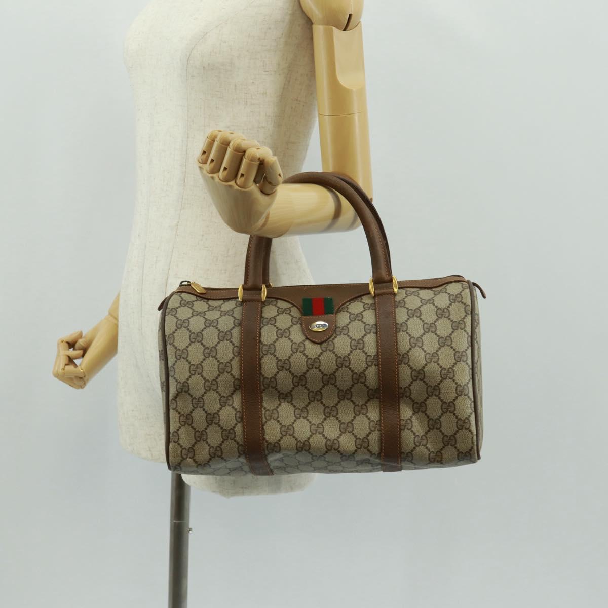 GUCCI GG Supreme Web Sherry Line Bag PVC Beige Green Red 58 02 007 Auth 72785