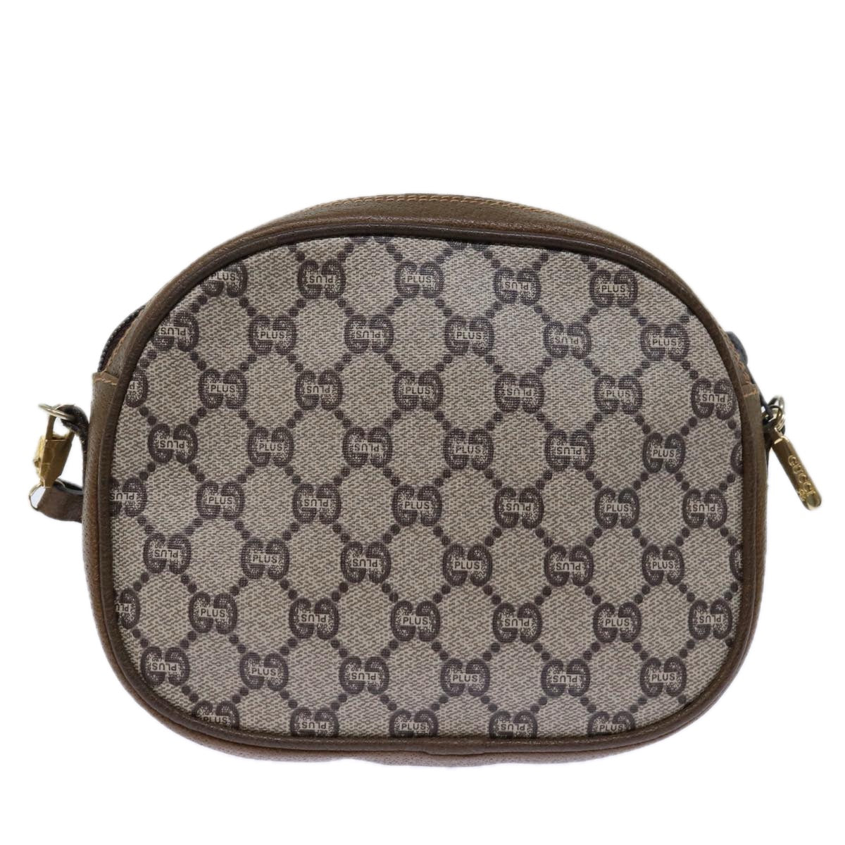 GUCCI GG PLUS Canvas Shoulder Bag PVC Beige Auth 72812