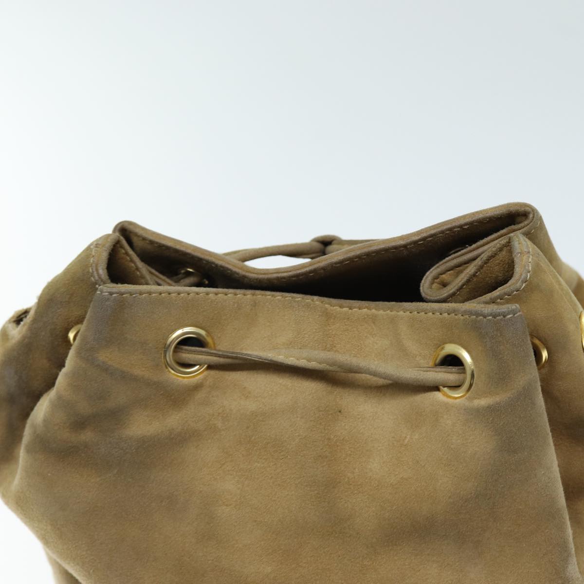 PRADA Chain Shoulder Bag Suede Beige Auth 72855