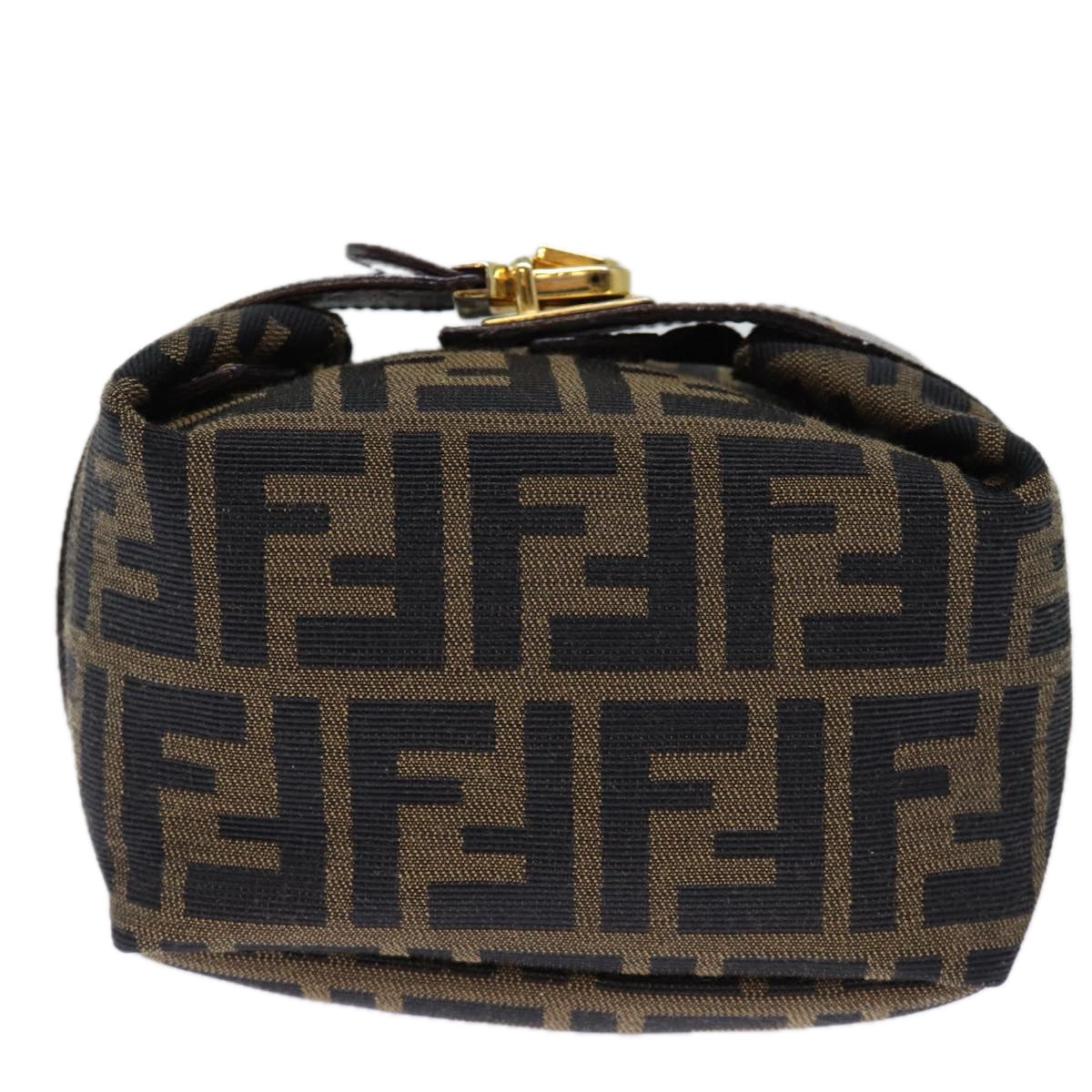 FENDI Zucca Canvas Hand Bag Brown Black Auth 72861