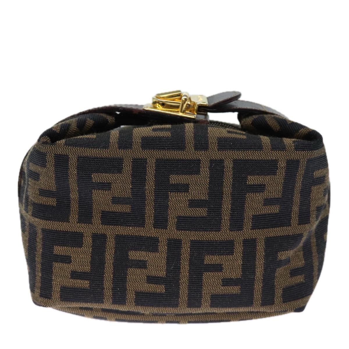 FENDI Zucca Canvas Hand Bag Brown Black Auth 72861