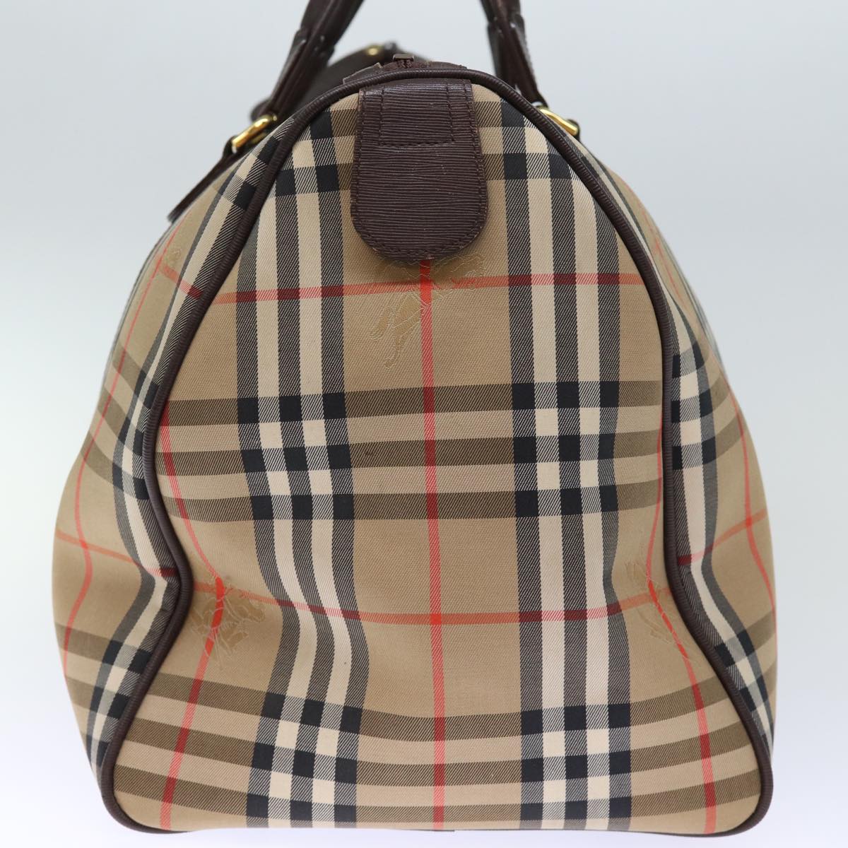 Burberrys Nova Check Boston Bag Canvas Beige Auth 72888