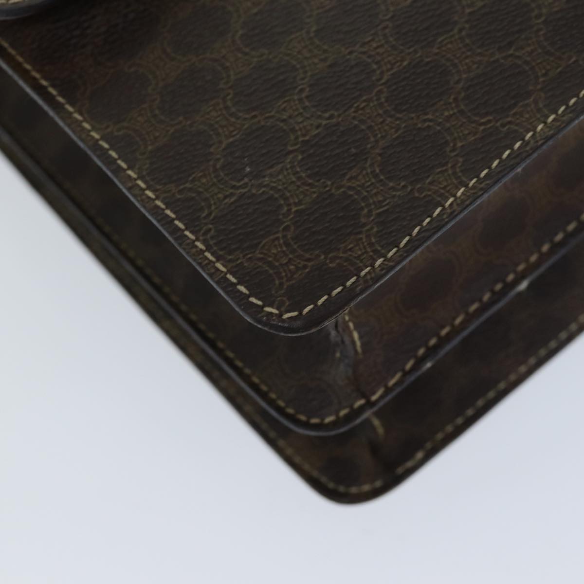 CELINE Macadam Canvas Hand Bag PVC Brown Auth 73012