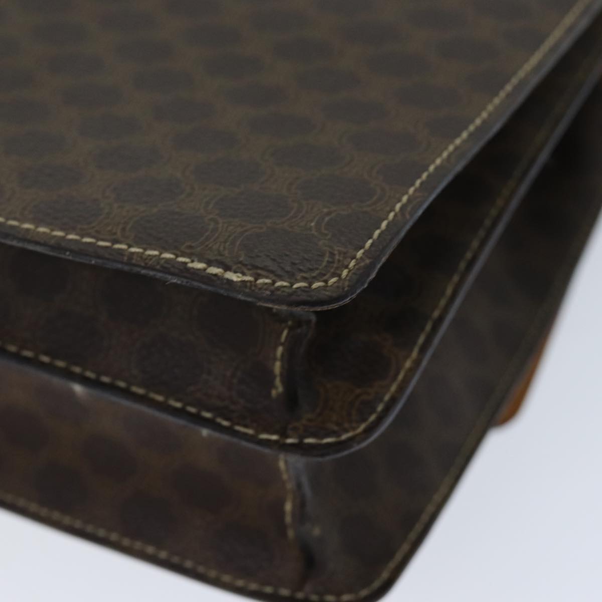 CELINE Macadam Canvas Hand Bag PVC Brown Auth 73012