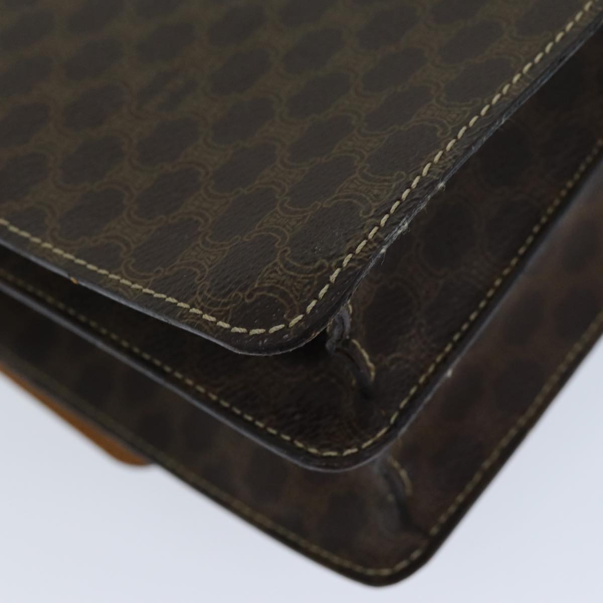 CELINE Macadam Canvas Hand Bag PVC Brown Auth 73012