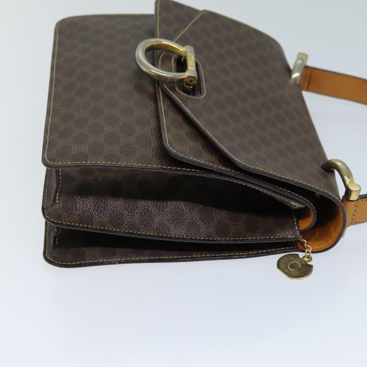 CELINE Macadam Canvas Hand Bag PVC Brown Auth 73012