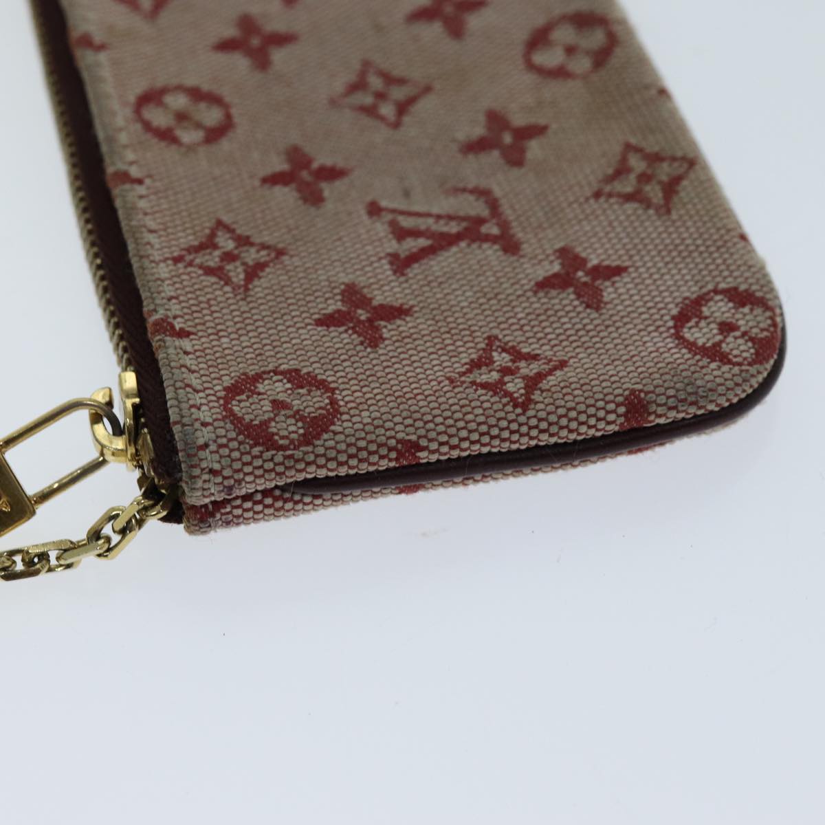 LOUIS VUITTON Monogram Mini Pochette Cles Coin Purse Red M92238 LV Auth 73019