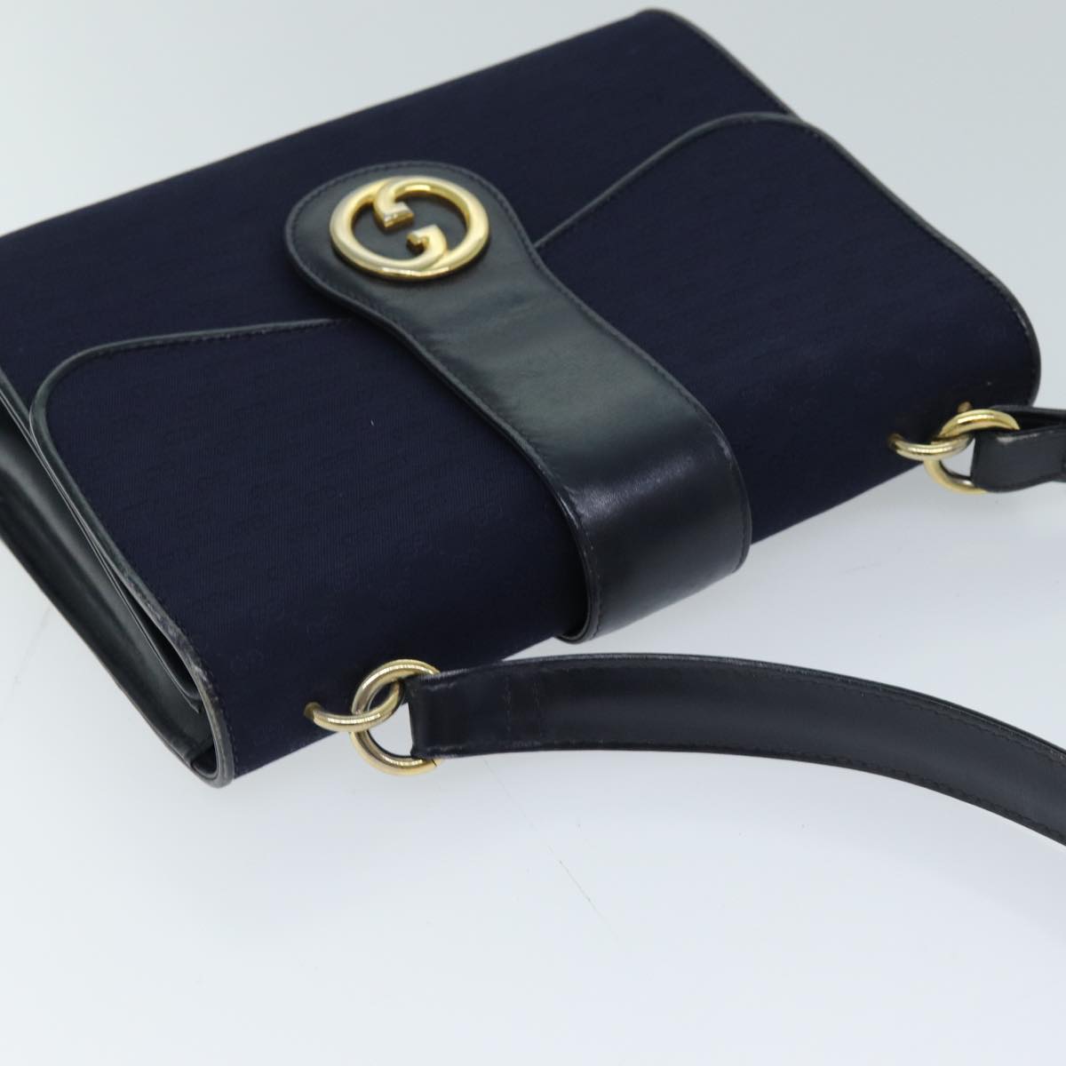 GUCCI Micro GG Canvas Shoulder Bag Navy Auth 73031