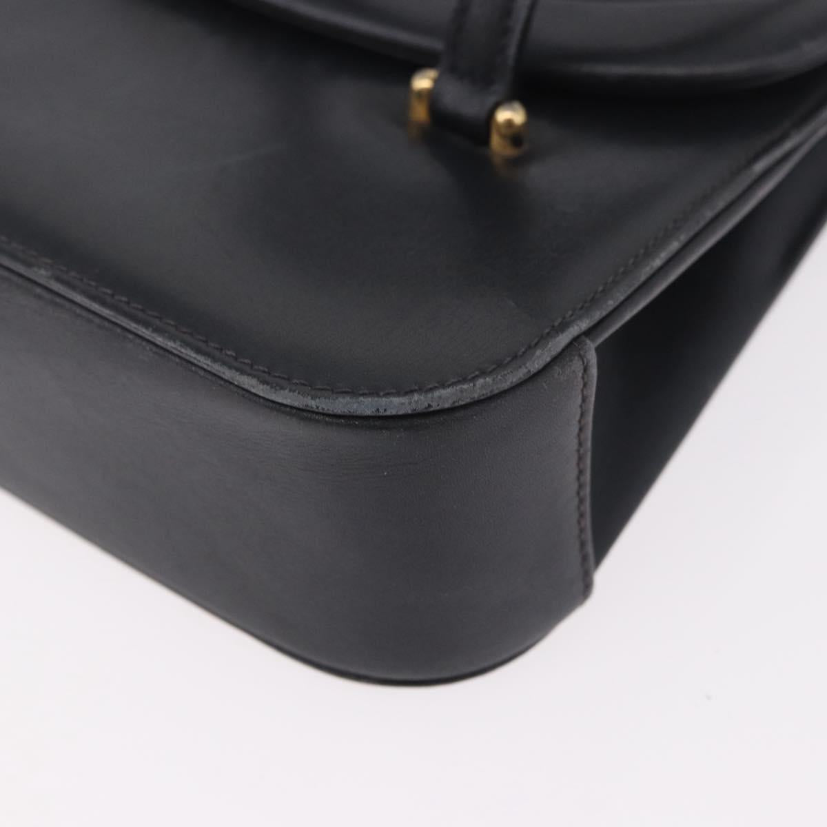 GUCCI Hand Bag Leather Black Auth 73035