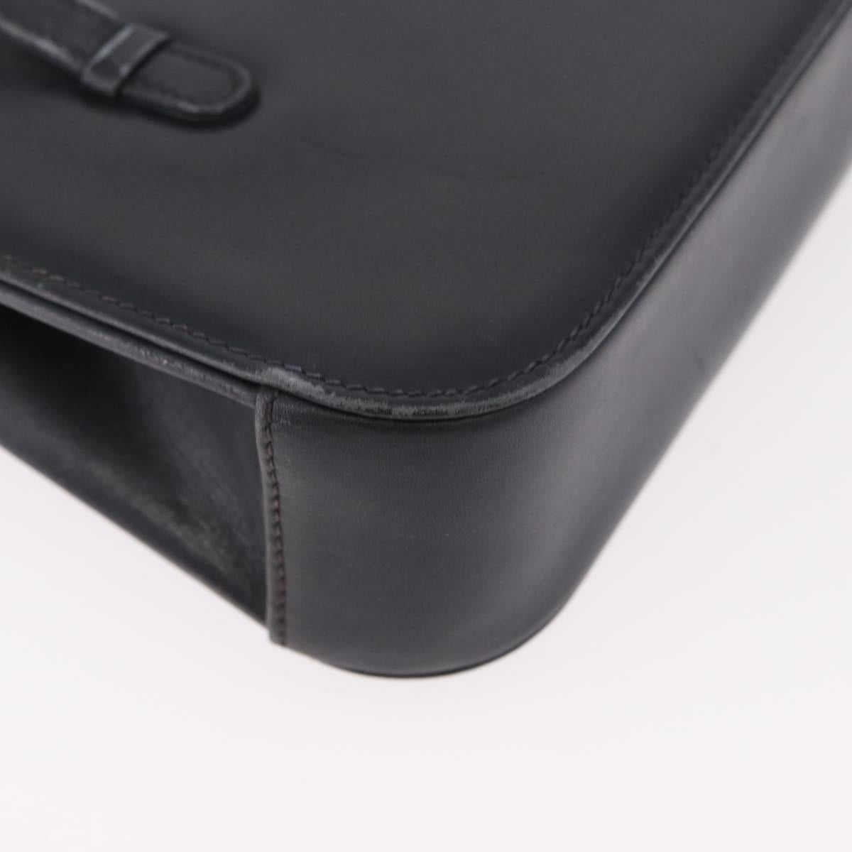 GUCCI Hand Bag Leather Black Auth 73035