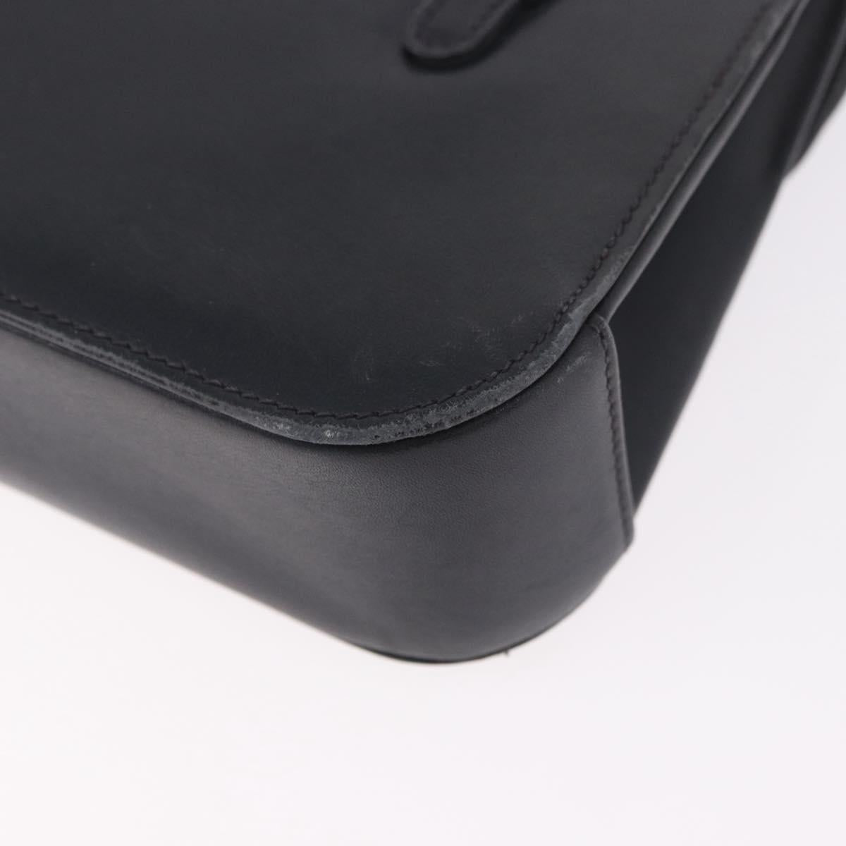 GUCCI Hand Bag Leather Black Auth 73035
