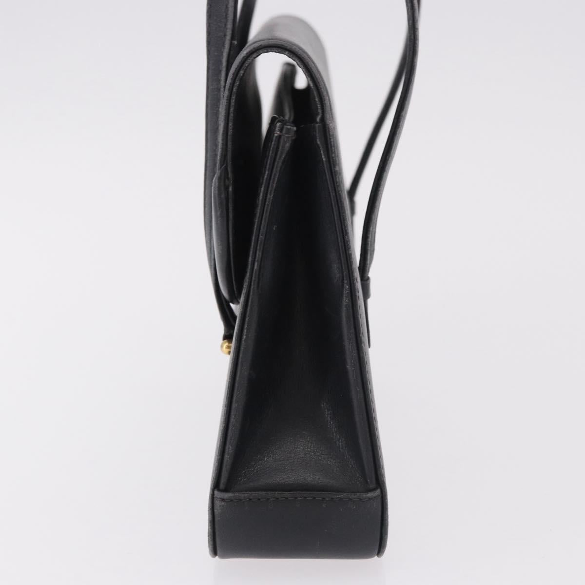 GUCCI Hand Bag Leather Black Auth 73035