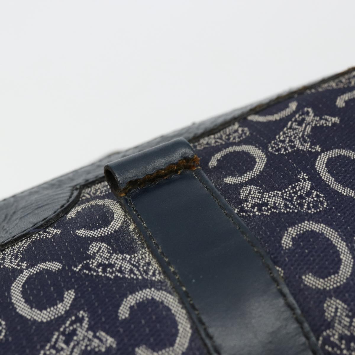 CELINE C Sulky Hand Bag Canvas Navy Gold Auth 73095