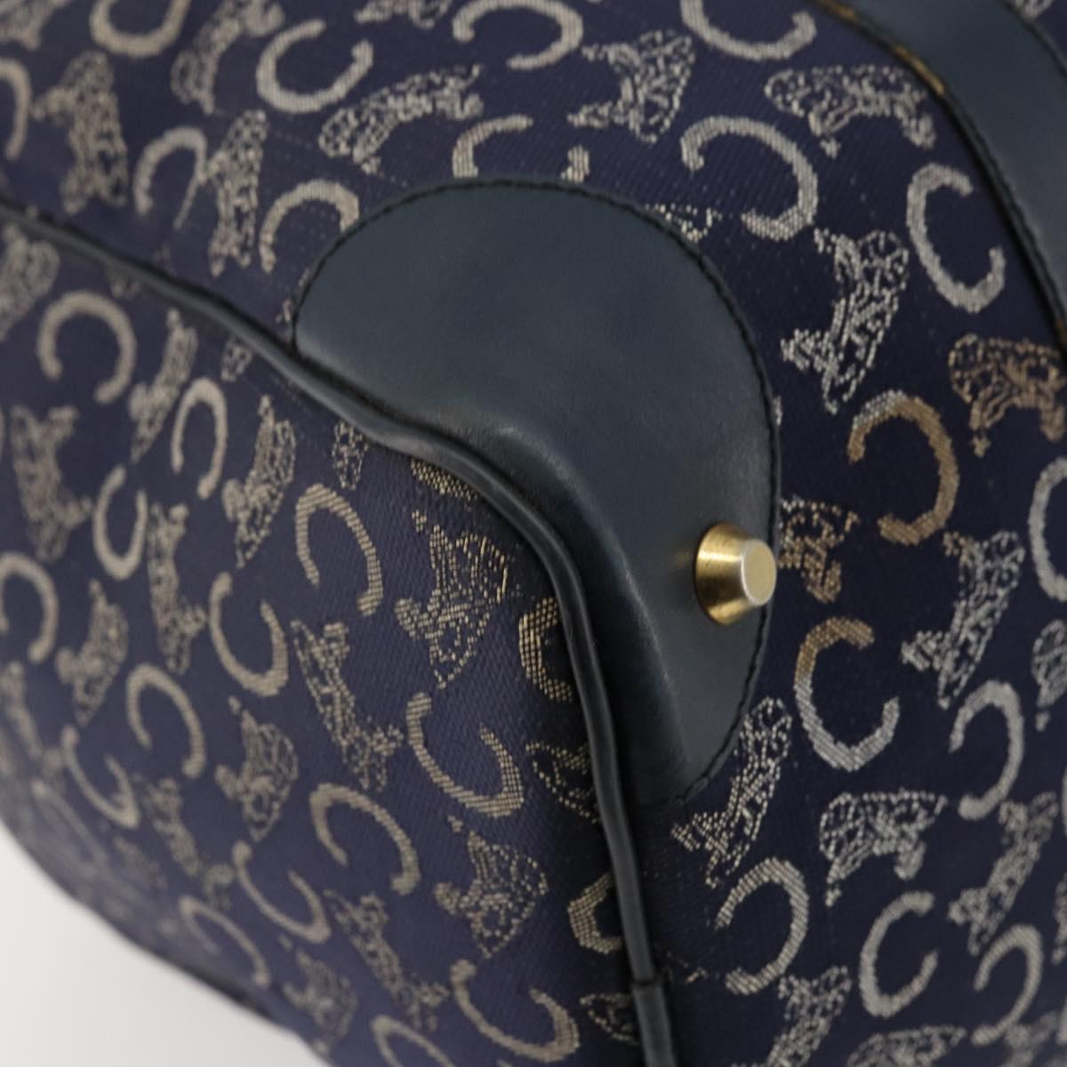 CELINE C Sulky Hand Bag Canvas Navy Gold Auth 73095