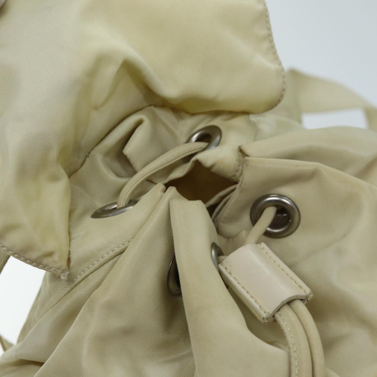 PRADA Backpack Nylon Cream Auth 73099