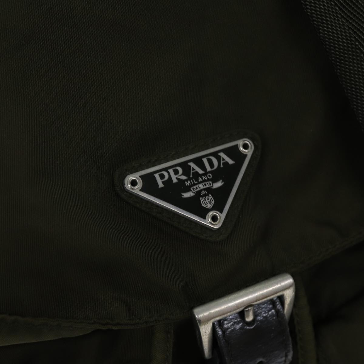 PRADA Backpack Nylon Khaki Auth 73101