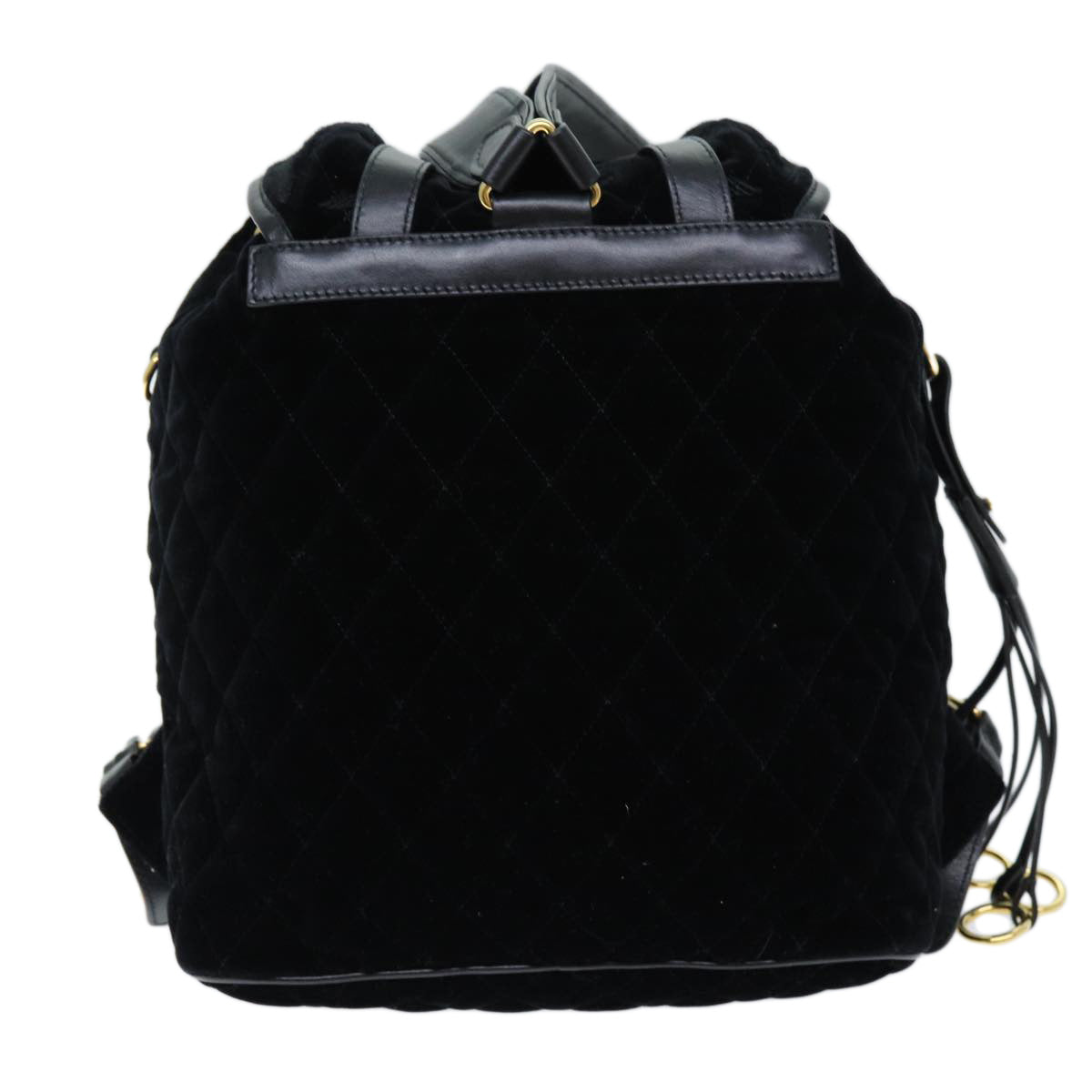 PRADA Quilted Backpack Velor Black Auth 73128A