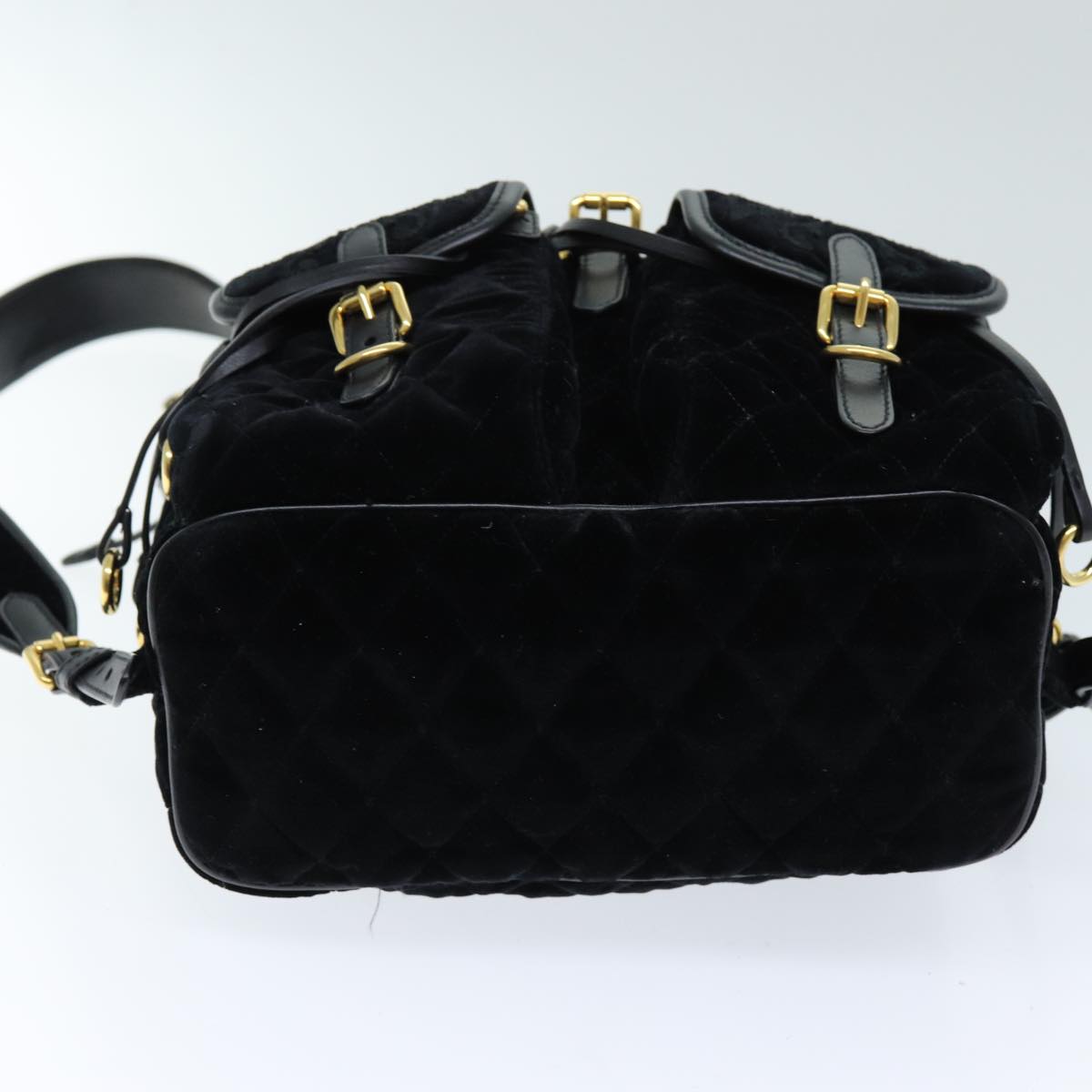 PRADA Quilted Backpack Velor Black Auth 73128A