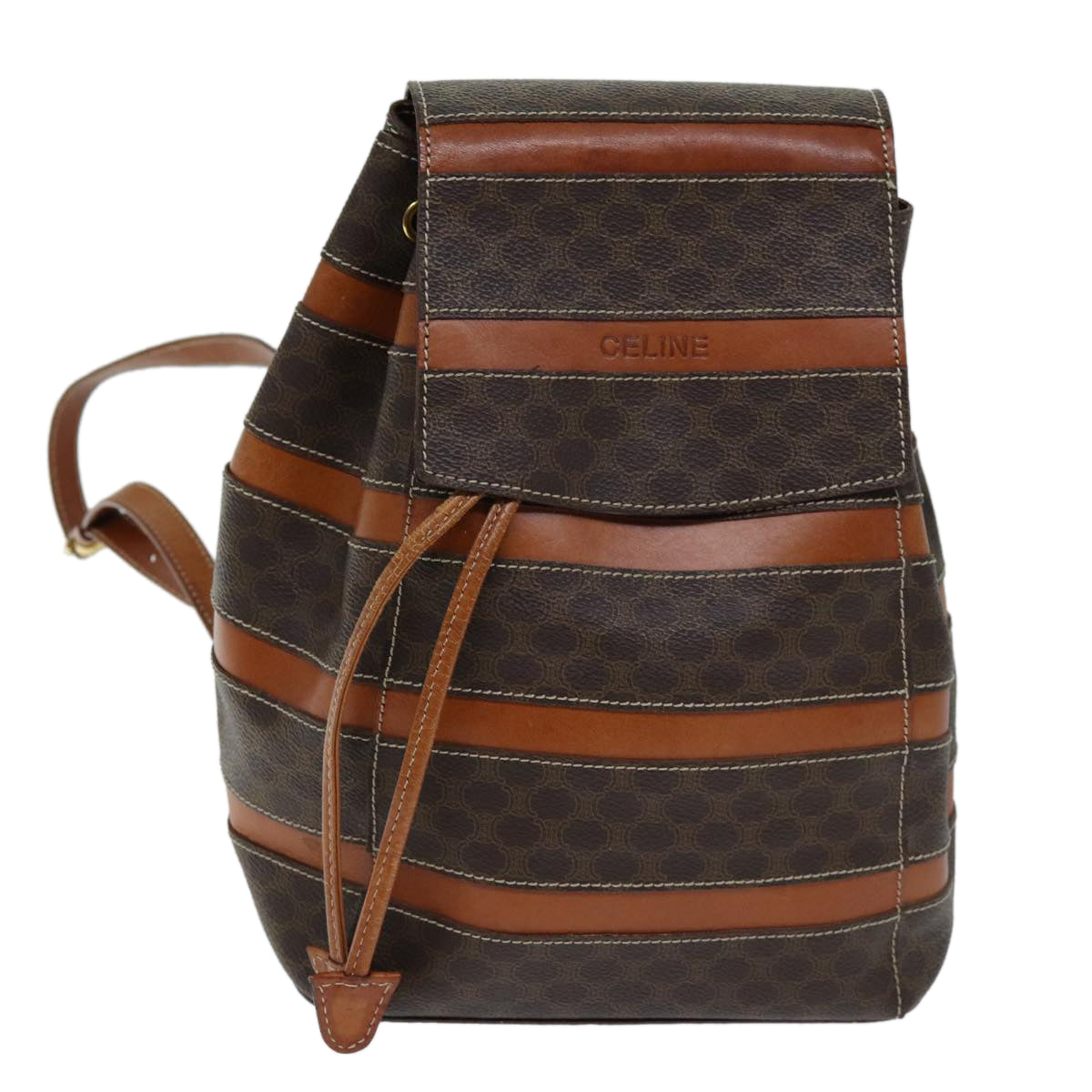 CELINE Macadam Canvas Backpack PVC Brown Auth 73130