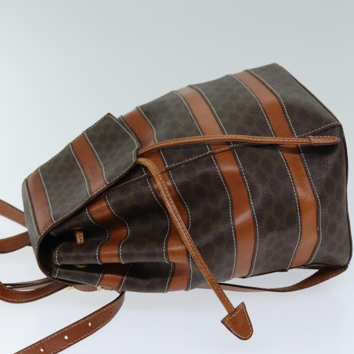 CELINE Macadam Canvas Backpack PVC Brown Auth 73130