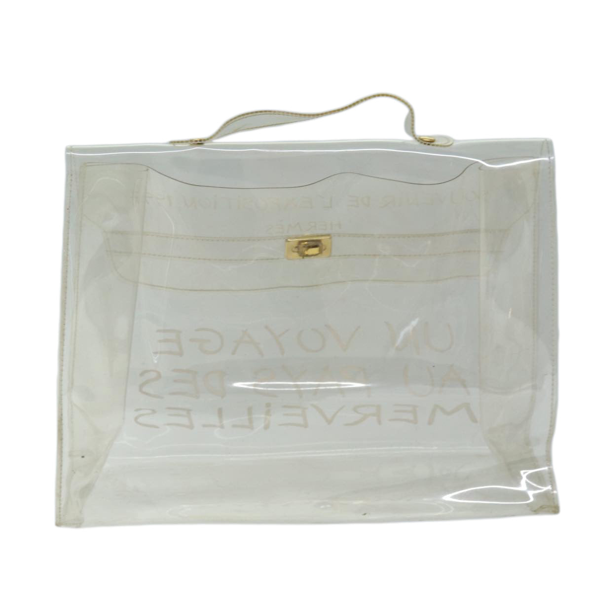 HERMES Vinyl Kelly Hand Bag Vinyl Clear Auth 73135