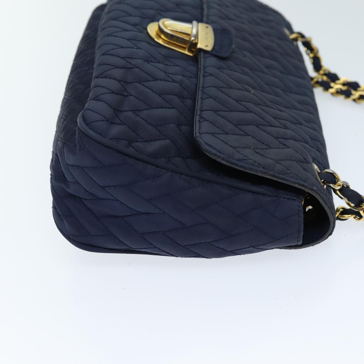 PRADA Chain Shoulder Bag Nylon Navy Auth 73204