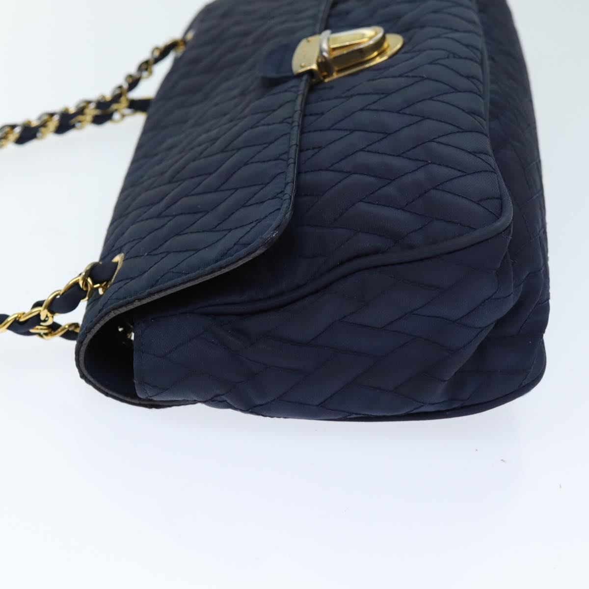 PRADA Chain Shoulder Bag Nylon Navy Auth 73204