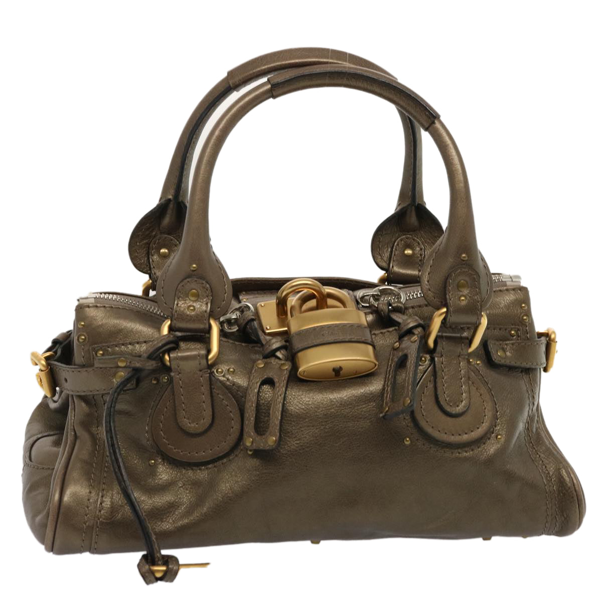 Chloe Paddington Shoulder Bag Leather Brown Auth 73238