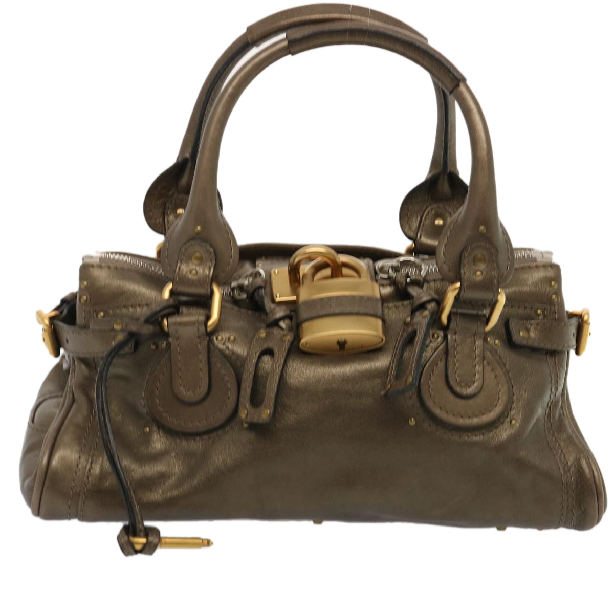 Chloe Paddington Shoulder Bag Leather Brown Auth 73238