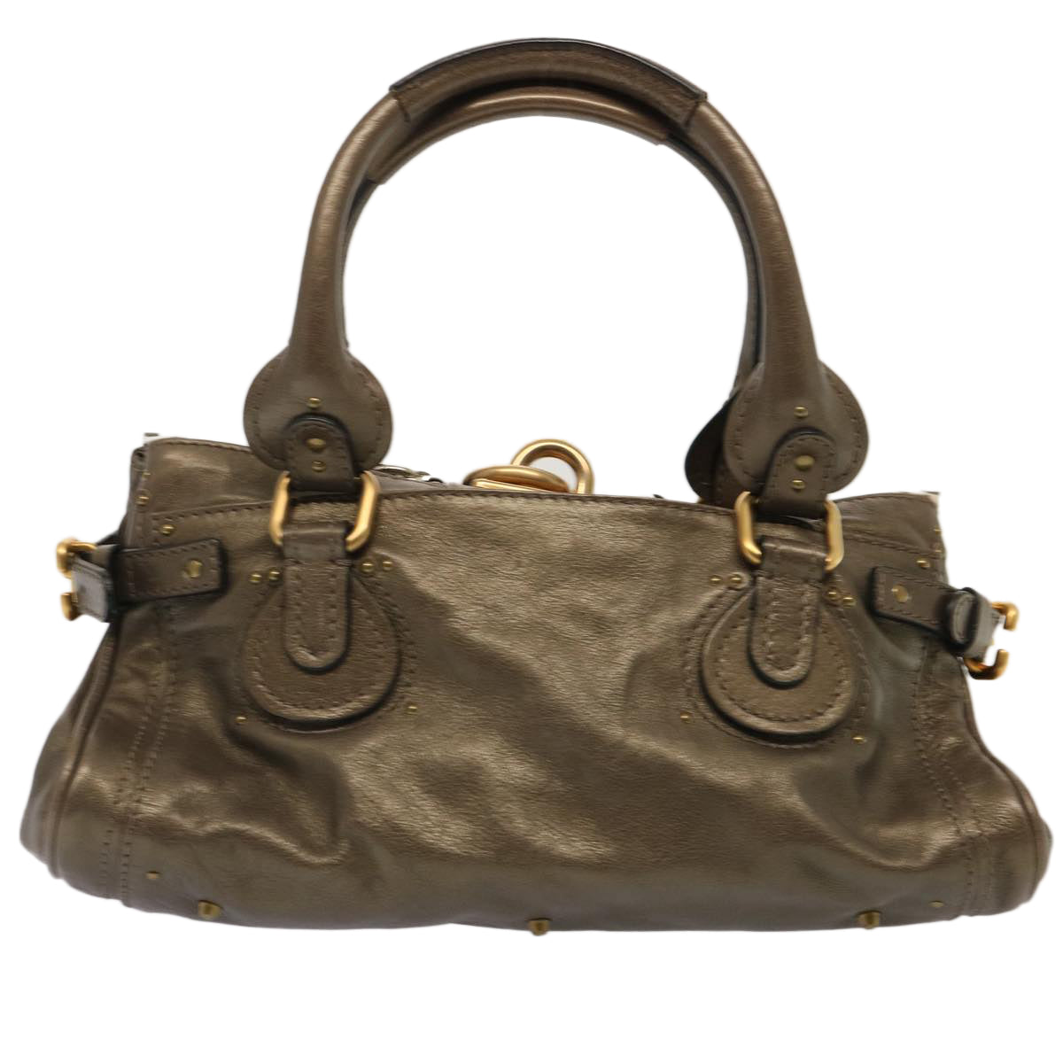 Chloe Paddington Shoulder Bag Leather Brown Auth 73238