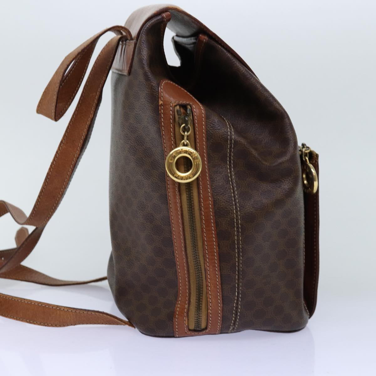 CELINE Macadam Canvas Backpack PVC Brown Auth 73241