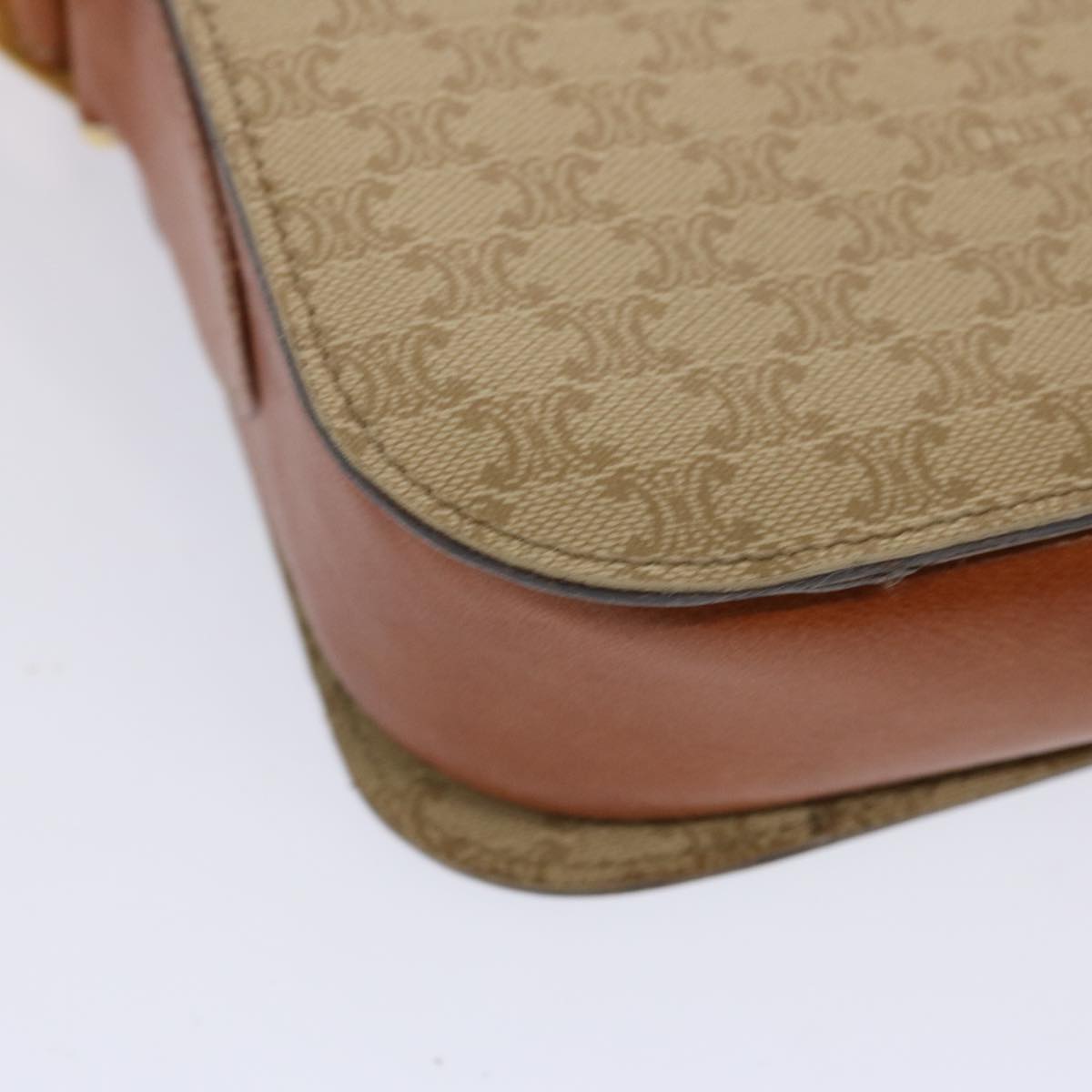 CELINE Macadam Canvas Shoulder Bag Beige Auth 73295