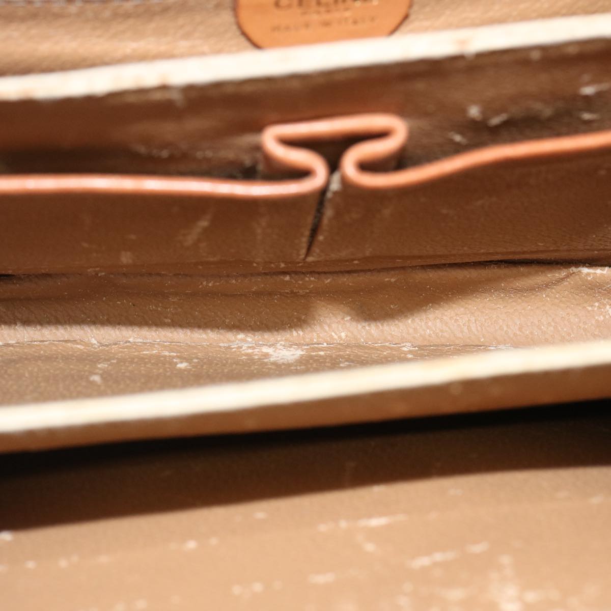 CELINE Macadam Canvas Shoulder Bag Beige Auth 73295