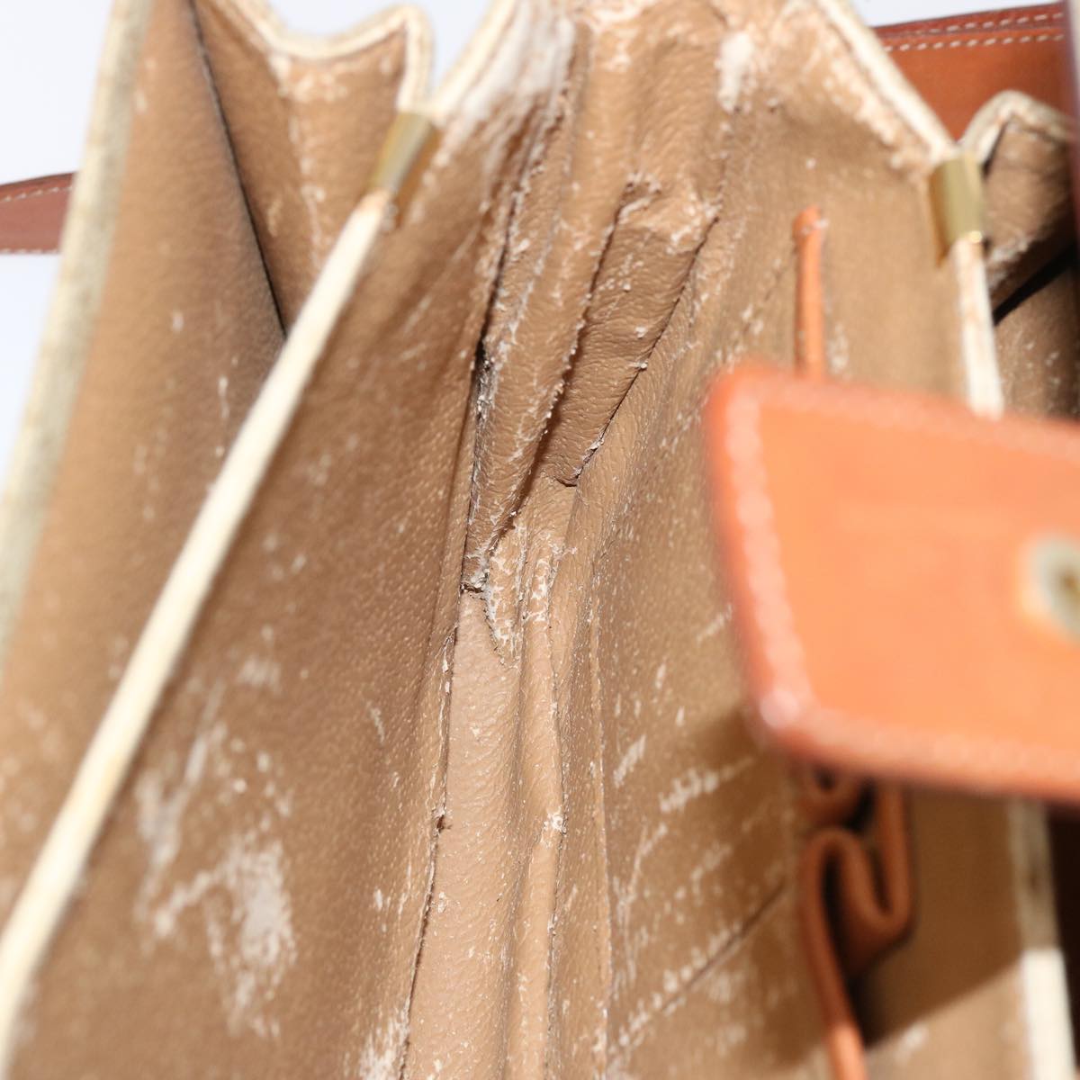 CELINE Macadam Canvas Shoulder Bag Beige Auth 73295