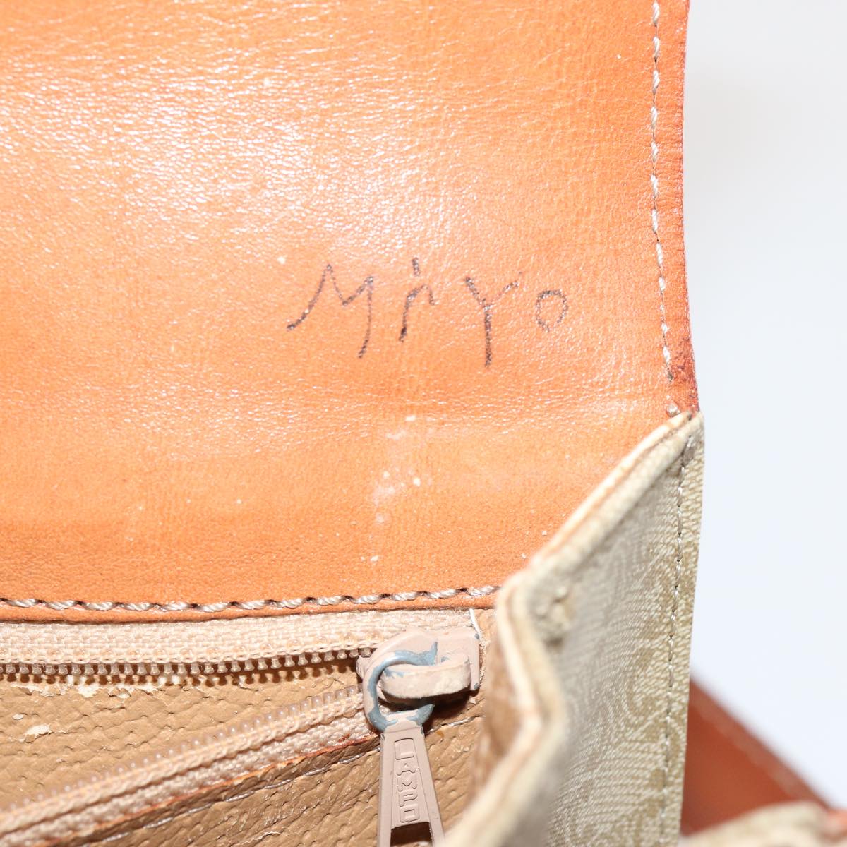 CELINE Macadam Canvas Shoulder Bag Beige Auth 73295